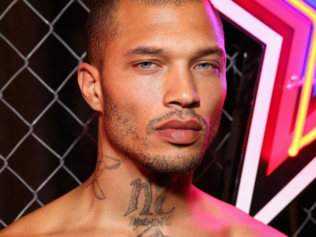 Model Jeremy Meeks prepares backstage for the Philipp Plein collection during, New York Fashion Week. Picture: Getty