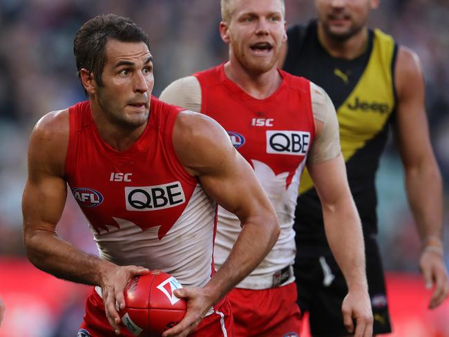 A huge last quarter from skipper Josh Kennedy was instrumental in Sydney’s win. Picture: Michael Klein