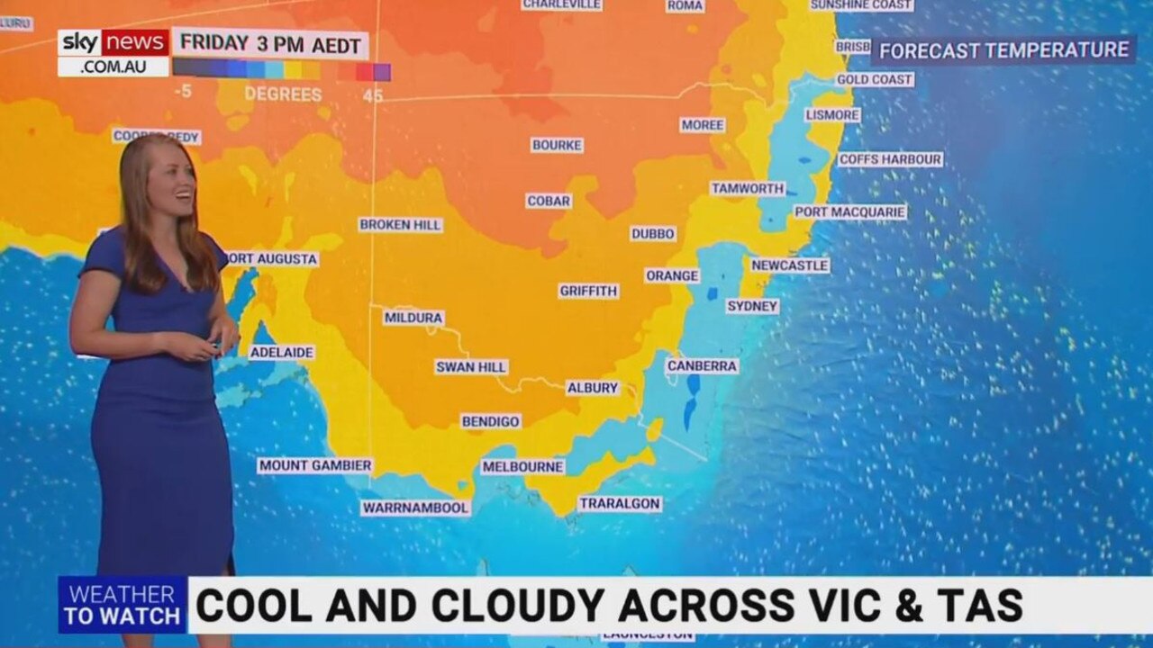 Cool and cloudy weather is forecast across Victoria and Tasmania. Picture: Sky News