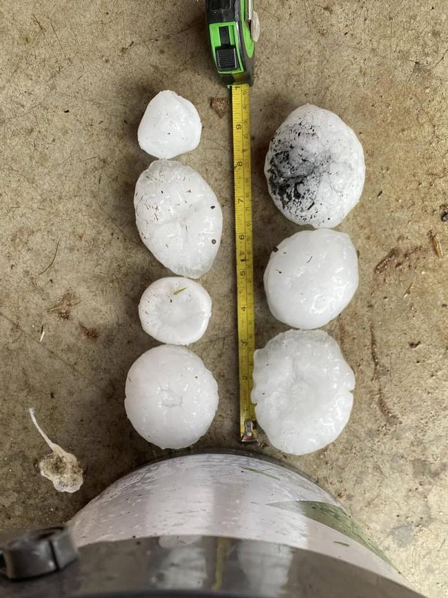 Applethorpe resident Jeff McCall was one of many residents who were hit with up to 10cm hail stones on Tuesday evening. Photo: Jeff McCall