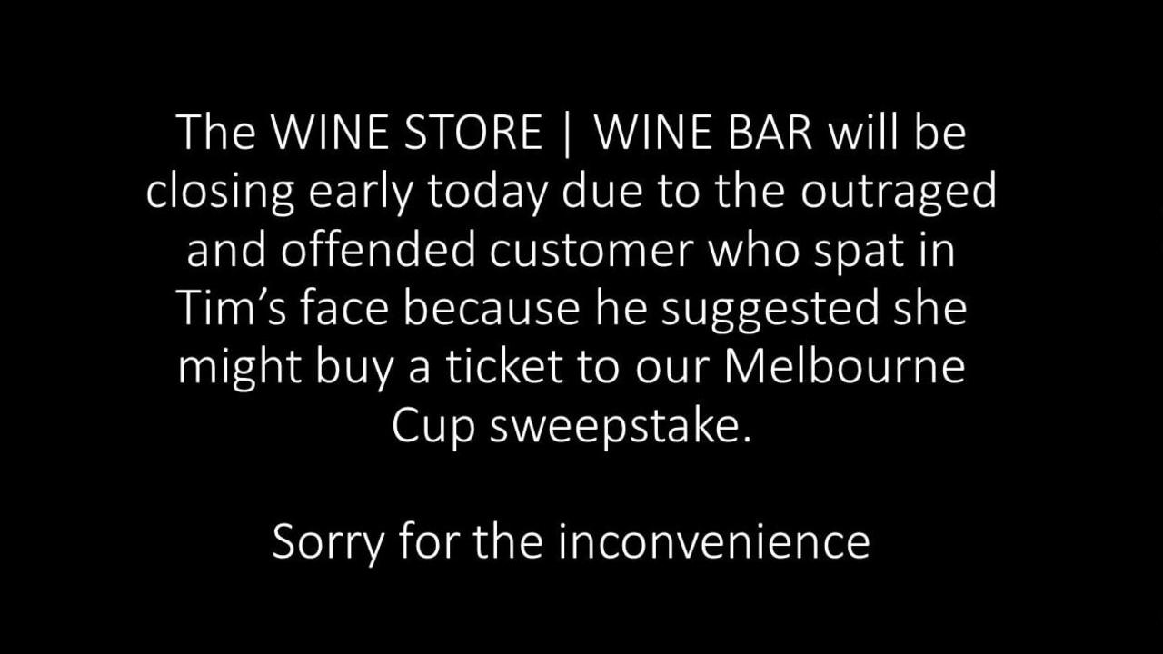 The Facebook post uploaded by the East Brunswick Wine Shop. Picture: Facebook.