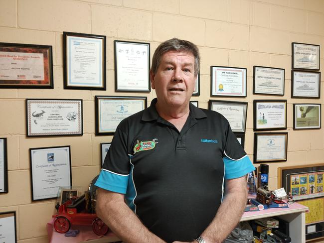 LNP candidate for Gladstone Ron Harding takes extreme pride in the certificates of appreciation on his office wall that illustrate his contribution to the Gladstone region over 25 years. Picture: Rodney Stevens