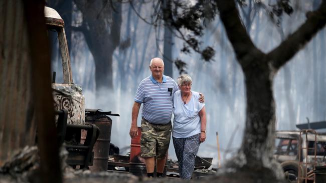 Mr and Mrs Campbell take in what is left of their life. Picture: Nathan Edwards