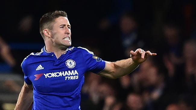 Chelsea's English defender Gary Cahill celebrates scoring their first goal during the English Premier League football match between Chelsea and Tottenham Hotspur. Fox Sports will have extensive coverage of both clubs next year.