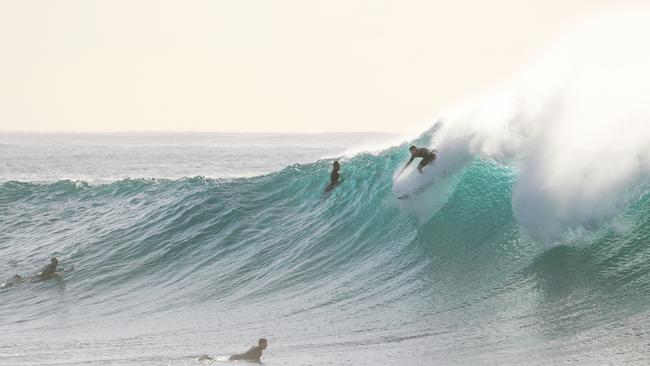 The last of a big swell generated by the southern change is impacting Bronte giving local surfers a challenge. Picture John Grainger