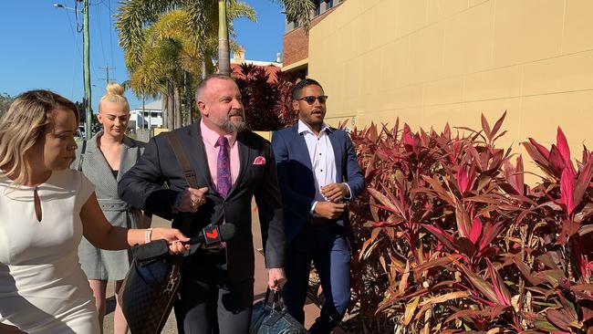 Ben Barba with his solicitor Campbell MacCallum arrive at Mackay Magistrates Court. Picture: Janessa Ekert