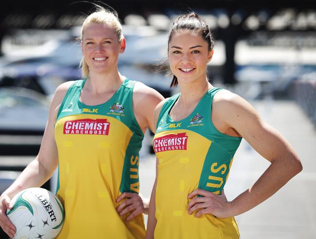 Sharni Layton (right) played for the Australian Diamonds in this year’s Quad Series.