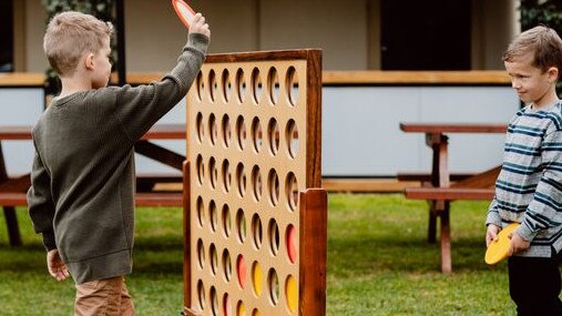 Kids can play giant Connect 4 at Mallee Estate in the Riverland. Picture: supplied