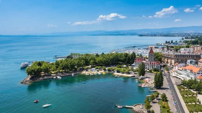 Aerial view of Le Port d'Ouchy in Lausanne. Photo: Sam74100