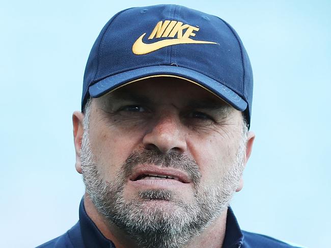 SYDNEY, AUSTRALIA - NOVEMBER 13:  Australia Coach Ange Postecoglou looks on during an Australia Socceroos training session at ANZ Stadium ahead of their World Cup 2018 qualifying play-off  against Honduras on November 13, 2017 in Sydney, Australia.  (Photo by Mark Metcalfe/Getty Images)