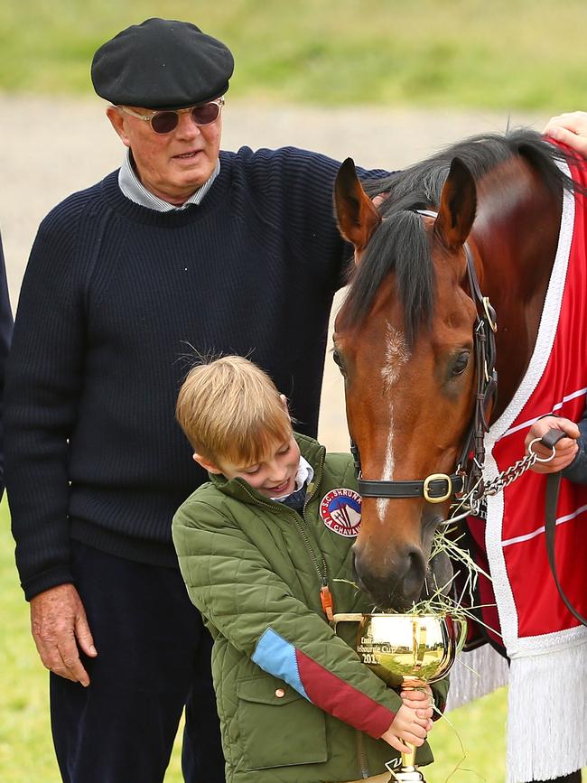 Lloyd Williams, his grandson Frank Williams and Rekindling. Picture: Scott Barbour/Getty Images