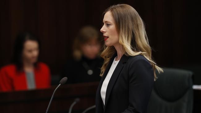 Labor leader Rebecca White during question time in State Parliament. Picture: Zak Simmonds