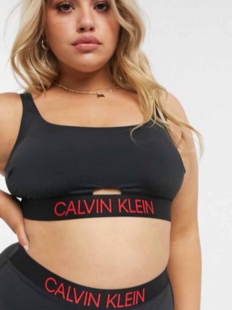 Calvin Klein Plus, Logo Cut Out Crop Bikini Top.