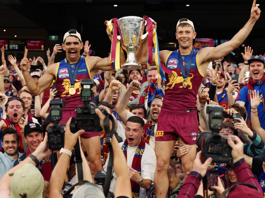 Brisbane Lions players celebrate winning the 2024 AFL Grand Final after defeating the Sydney Swans at the MCG. Picture Lachie Millard