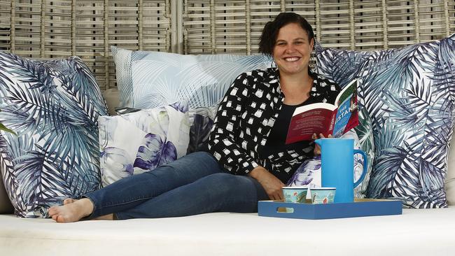 Nicola Moriarty enjoying life on her day bed. Picture: John Appleyard