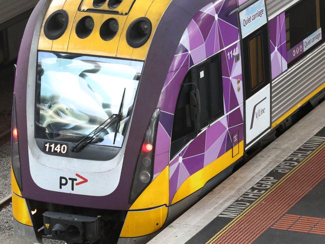 MELBOURNE, AUSTRALIA - NewsWire Photos AUGUST 20, 2020: Stock photo of VLine trains and signage to go with story that there is an  IBAC investigation into V/Line Chief Executive Officer Mr James PinderÃ ÃÃPicture: NCA NewsWire / David Crosling