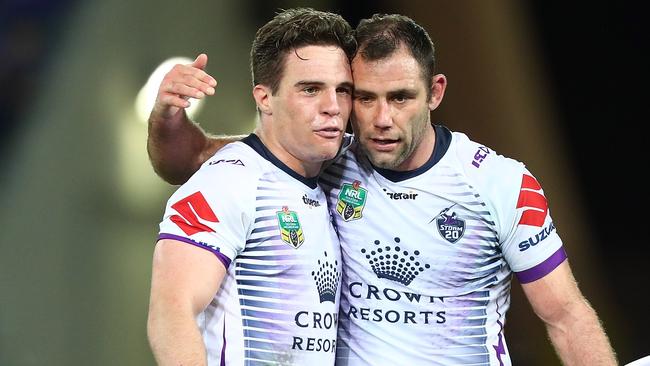 Brodie Croft has denied rumours he fell out with Storm captain Cameron Smith. Picture: Getty Images.