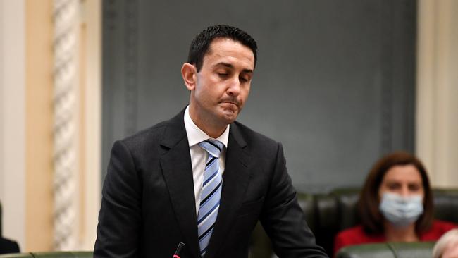 Queensland Leader of the Opposition David Crisafulli speaks during Question Time at Parliament House in Brisbane. Picture: NCA NewsWire / Dan Peled