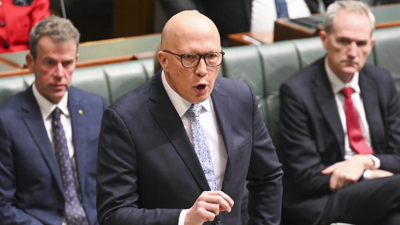 Leader of the Opposition Peter Dutton at Parliament House in Canberra when the debate got heated. Picture: NewsWire / Martin Ollman