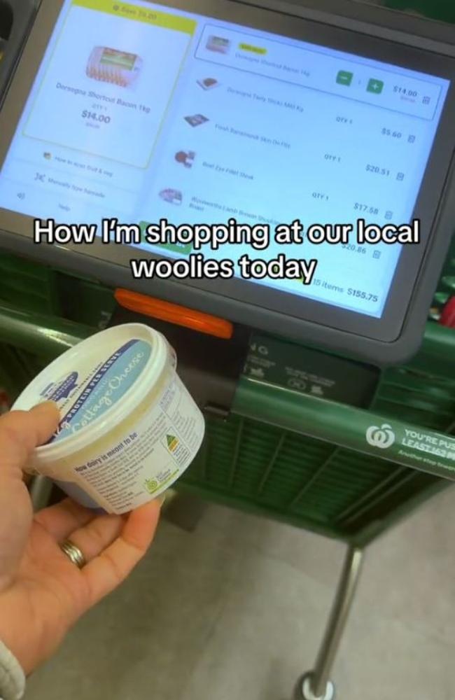 Nadia showed off Woolworths new scan-and-go technology in a now-viral video. Picture: TikTok