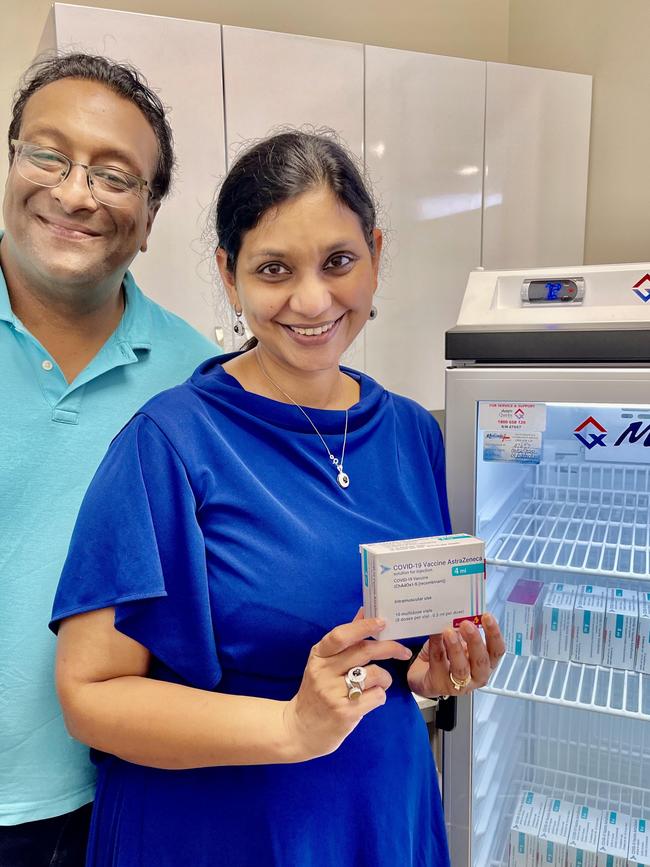 Doctors Sonu and Raj Haikerwal have been at the coalface of the city’s Covid response, pictured here receiving the AstraZeneca vaccine ahead of the rollout a few months ago.