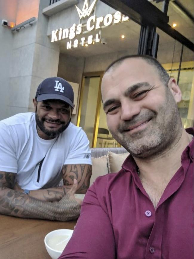 A selfie of Hakan Ayik (R) and Duax Ngakuru at the Kings Cross Hotel, which Hakan Ayik is invested in. The picture was taken in 2020.