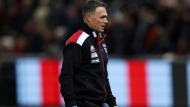 St Kilda coach Alan Richardson at three-quarter time. Picture: Michael Klein