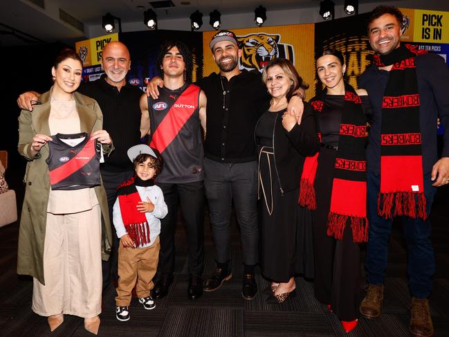 Isaac Kako with his family after being drafted. Picture: Michael Willson/AFL Photos via Getty Images