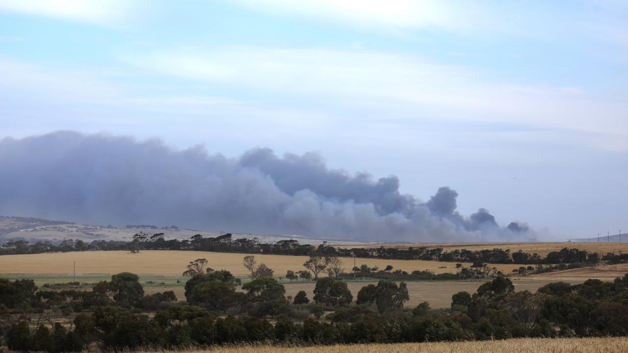 Smoke over Port Lincoln from the Duck Ponds fire. Picture: Robert Lang