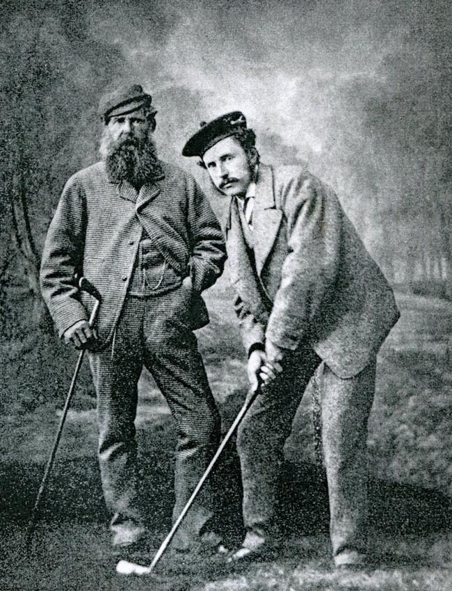 Father and son golf champions, Old Tom Morris and Young Tom Morris, circa 1870.