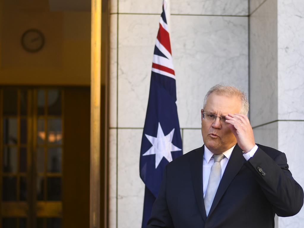 Australian Prime Minister Scott Morrison during a press conference at Parliament House last Friday. Picture: Lukas Coch