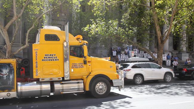 22-3-16 - A convey of dozens of trucks is expected to line North Tce from 1.30pm in protest of new transport rates being applied to the industry. Picture Simon Cross