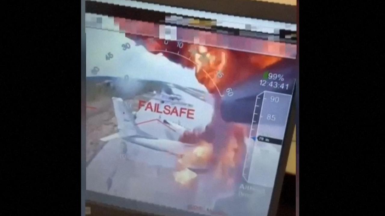 A video released by the Ukrainian Secret Services on June 1, 2025 shows what they say are several aircraft on fire on Belaya air base in eastern Siberia, more than 4,200 kilometres from Ukraine. Picture: AFP.