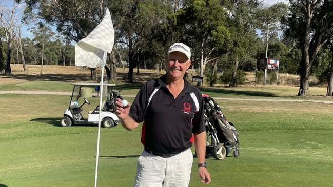 Peter Kerwan after he got a hole in one in 2024 at a stableford in Buninyong. Picture: Victorian Veterans Golfers Association.