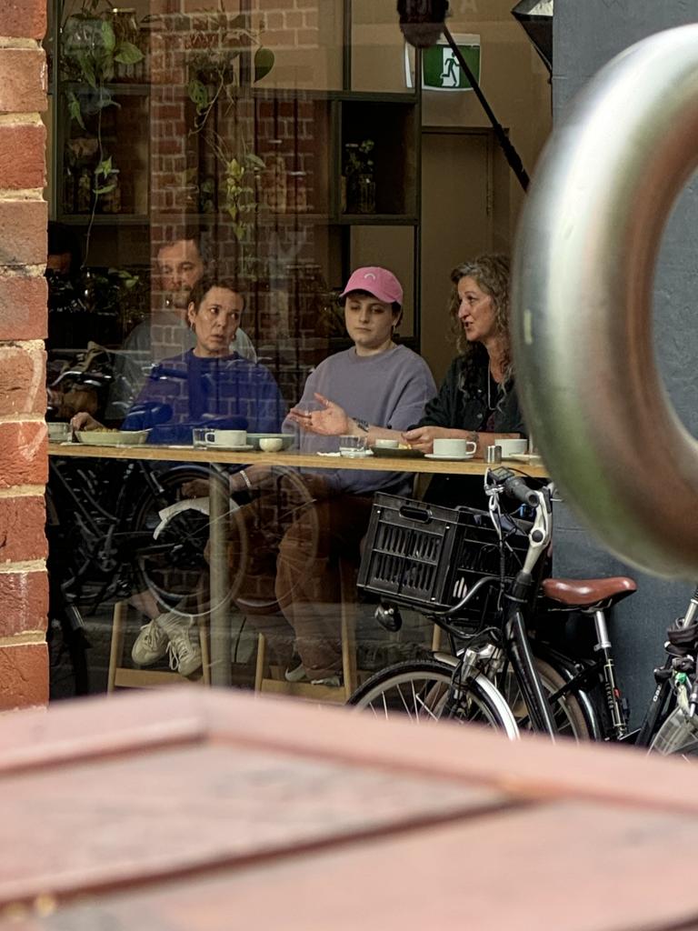 Olivia Colman filming in Exchange Coffee. Picture: Antimo Iannella