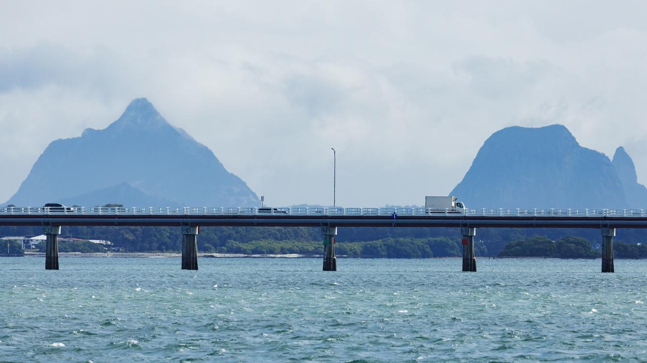 The view to the Bribie Island bridge from Bongaree