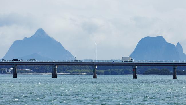 The view to the Bribie Island bridge from Bongaree