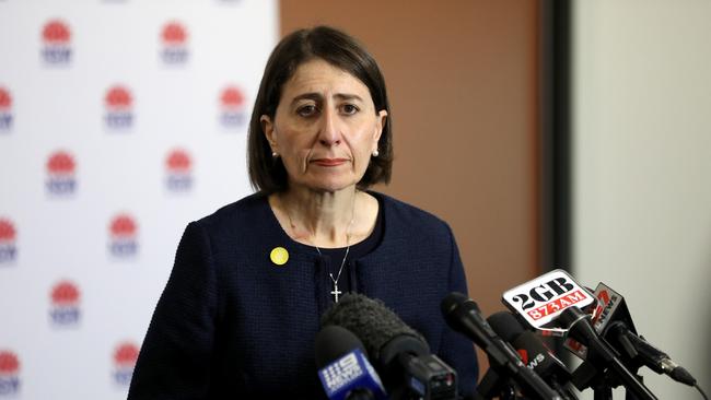 Gladys Berejiklian again slammed the Queensland Premier over the border policies. Picture: NCA NewsWire / Damian Shaw