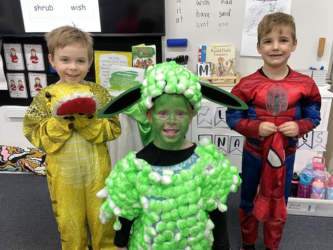 St Kilian's Primary School students Liam Stevenson, Alexander Spinelli and Raff Miller dressed up for Book Week. Picture: Gianni Francis.