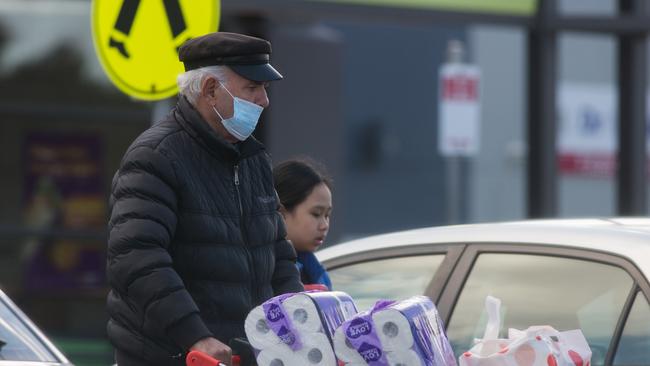 Panic buying appears to be underway again at Keilor Central Shopping Centre amid fears of a second wave of COVID-19 in Victoria. Picture: Paul Jeffers