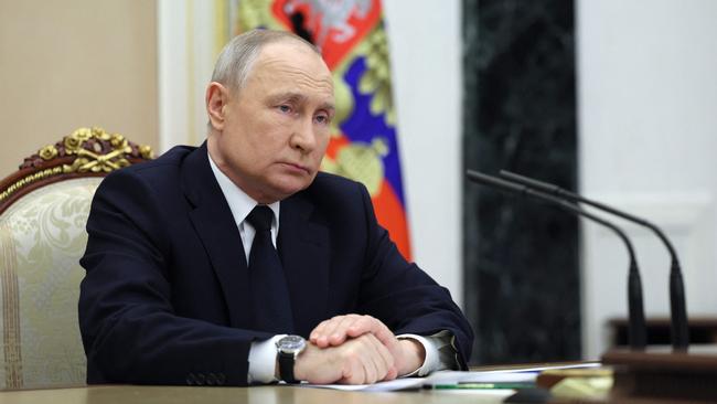 Vladimir Putin at the Kremlin on Saturday. Picture: AFP