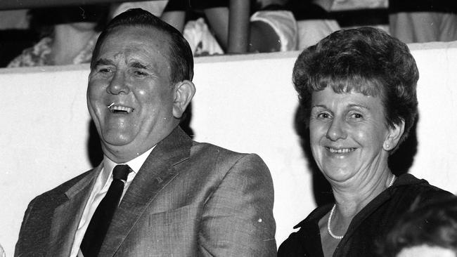 News/ personality 31/3/ 1984 Roy and Pearl Harvey in the audience at the Bruce Springsteen concert at QE11 Brisbane . Roy was forner Lord Mayor of Brisbane. Neg/no RV 3898-23 box/no Picture by Ted Holliday Scanned March / 2010 The Courier-Mail Photo Archive