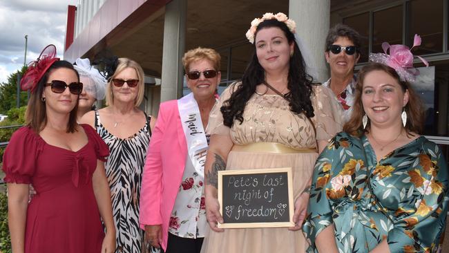 Peta Chapman, Kylie Parker, Sue Chapman, Xadia Kirby, Erin Kincaid, Bele Pearmain and Jeanette Wheatly at the 100 Club Cup race day 2023 in Gympie.