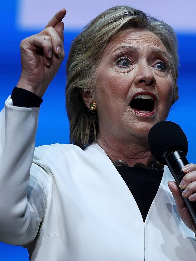 Hillary Clinton speaks during the get-out-the-vote concert in Philadelphia. Picture: Getty Images