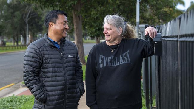 Landlord Lian Ching and tenant Jodie Curtin outside Mr Ching’s Elizabeth South investment property. Elizabeth South was identified as the best suburb in SA in which to buy an investment house. Picture Mark Brake