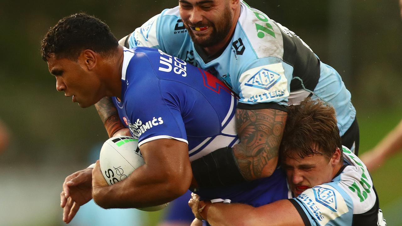 Tevita Pangai Jnr had an eventful game against the Sharks. Picture: Mark Metcalfe/Getty Images