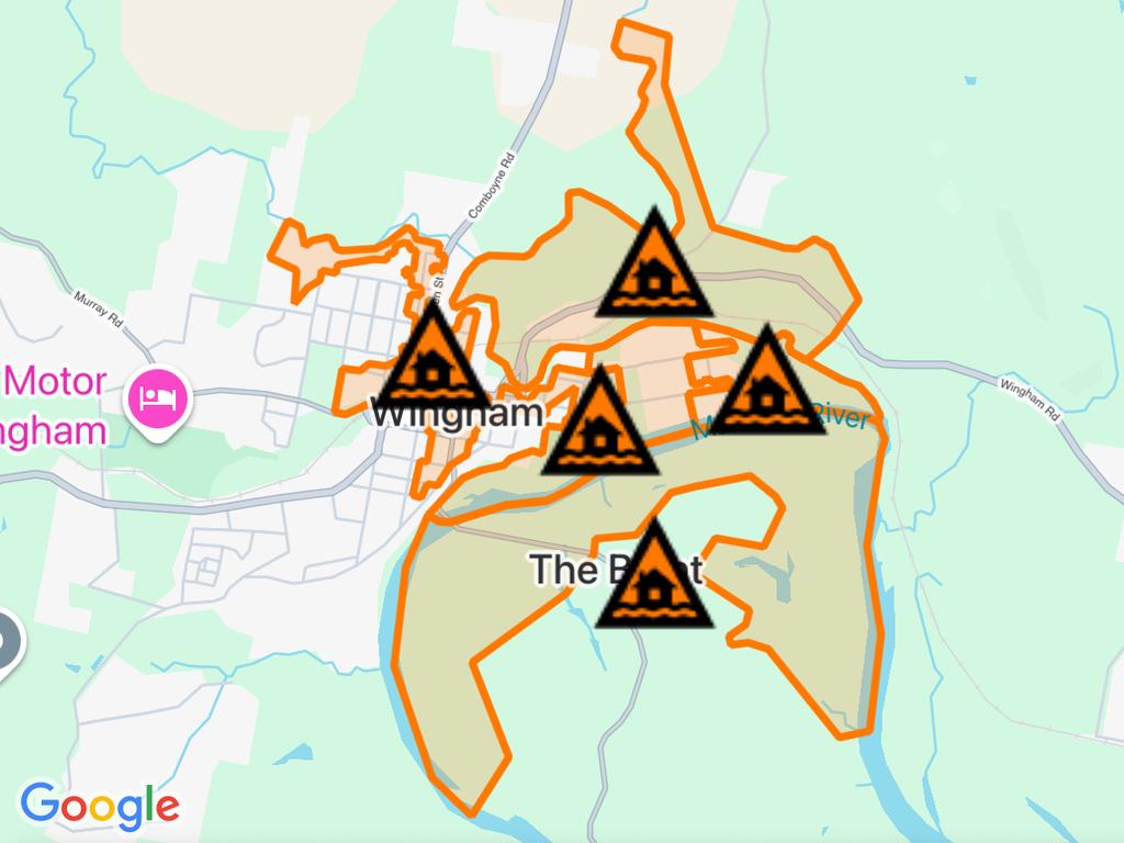 NSW floods: Suburbs at risk. Picture: Hazards Near Me NSW