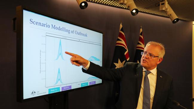 Scott Morrison says his targeted action plan is designed to flatten the peak of the coronavirus spread in Australia. Picture: PMO