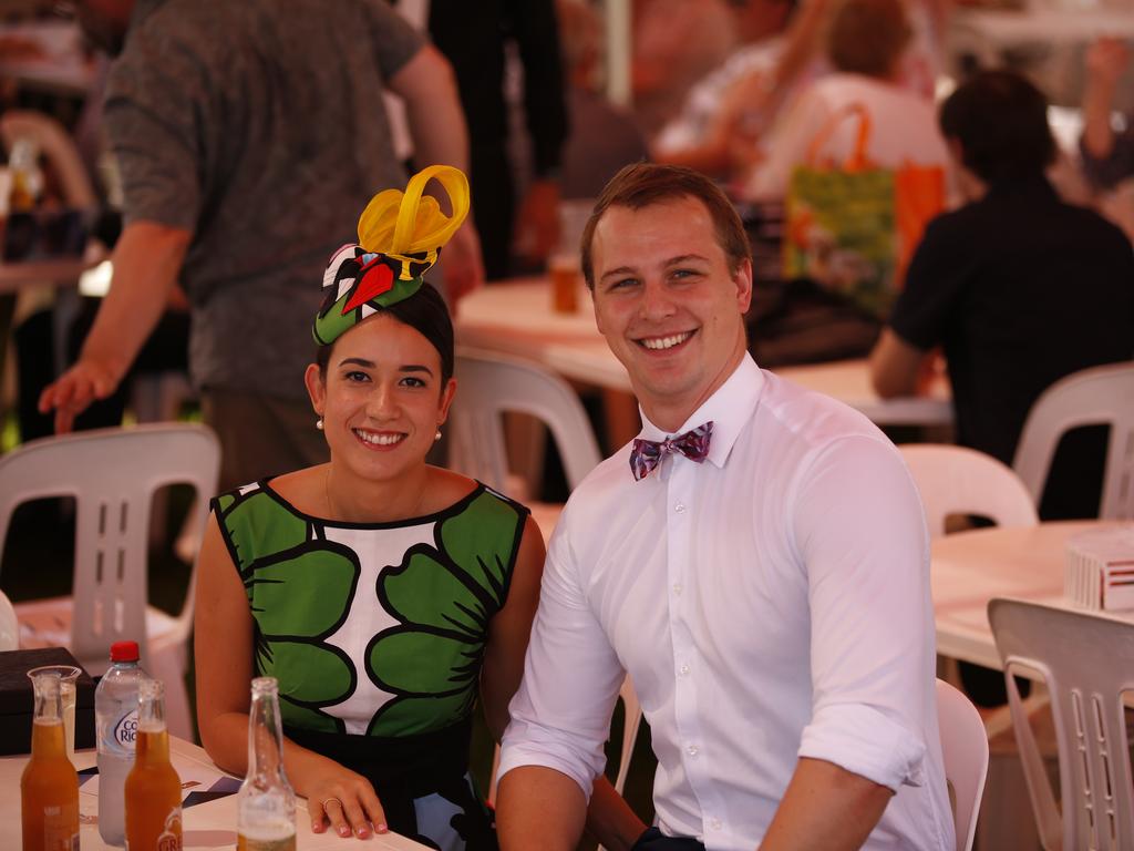 Rosanna Kingsun and Peter Markworth enjoy the 2019 Darwin Cup. Picture: GLENN CAMPBELL