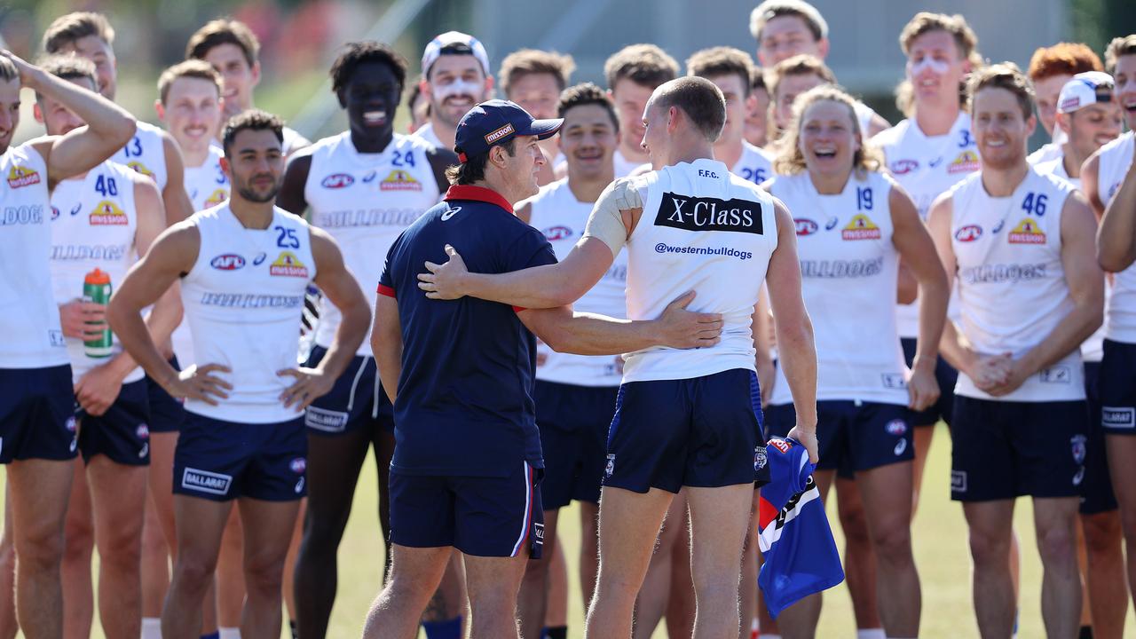 Callum Porter is told he will make his AFL debut by Western Bulldogs coach Luke Beveridge. Picture: Michael Klein.